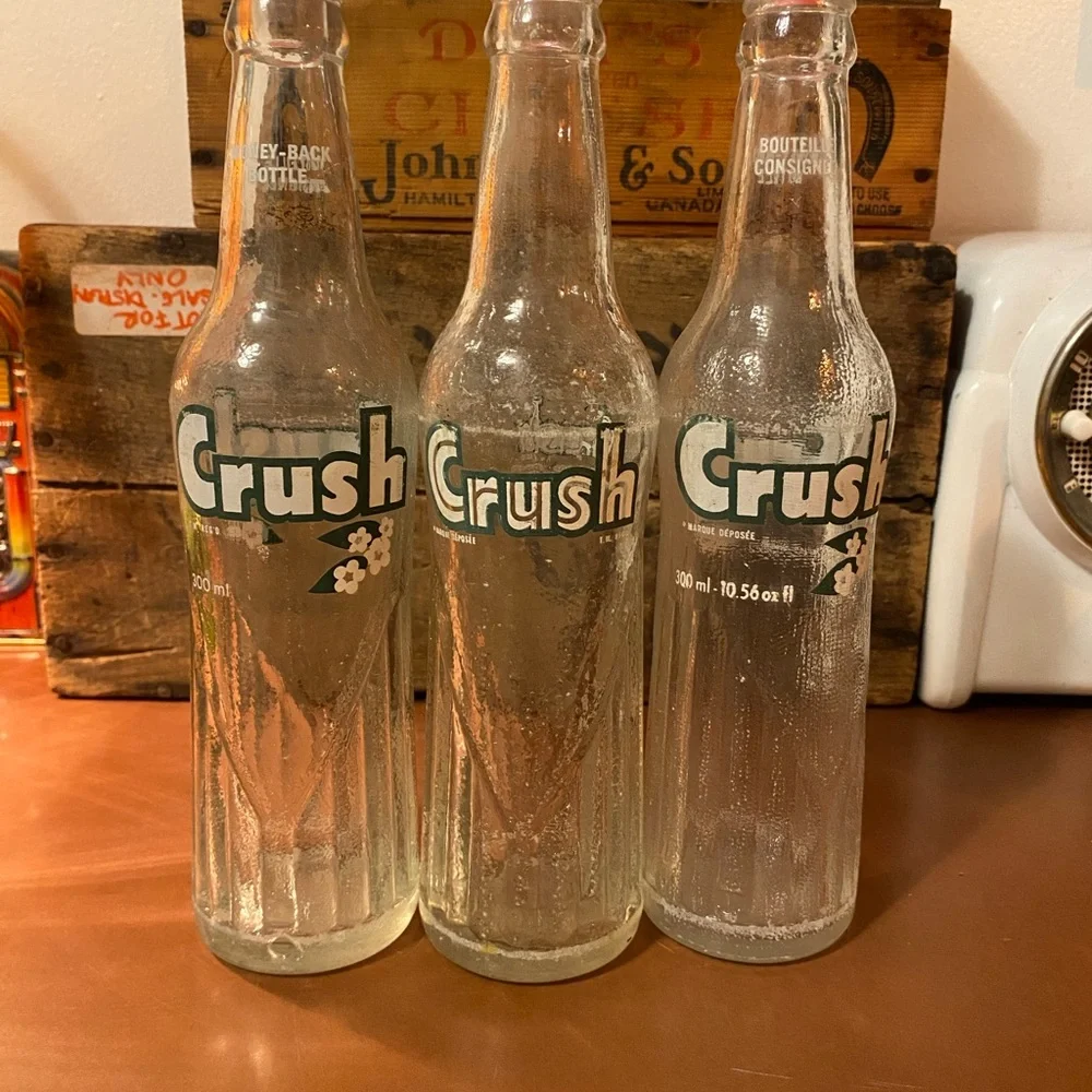3 Vintage / Antique Glass Bottle Soda Orange Crush - Picture 1 of 2